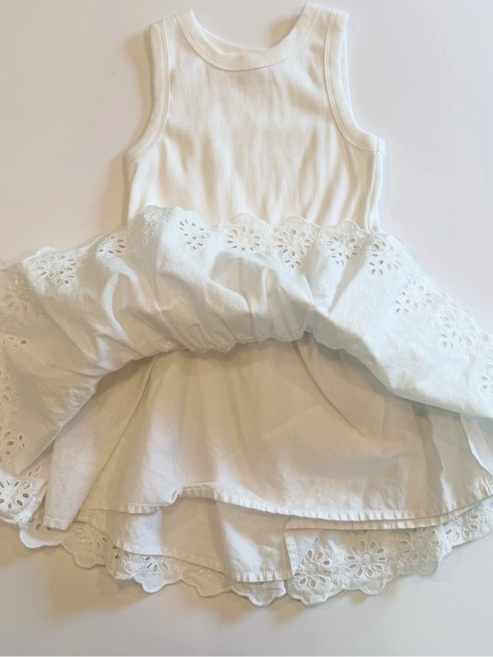 Gap Kids White Eyelet Tiered Ribbed Dress